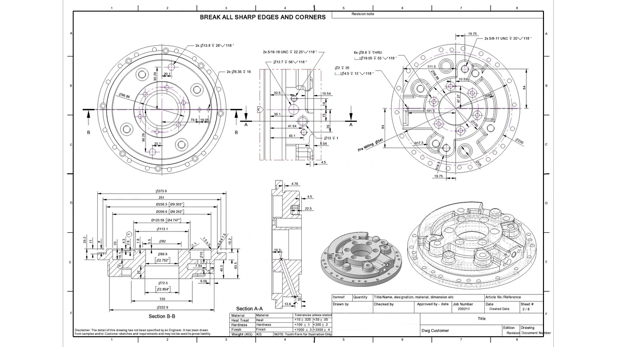 Production drawing in Alibre Design