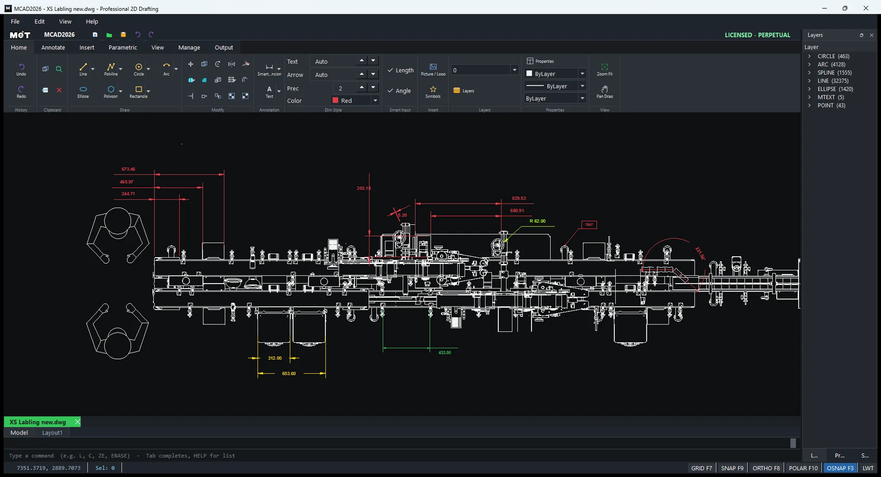 MCAD 2026 professional 2D drafting interface